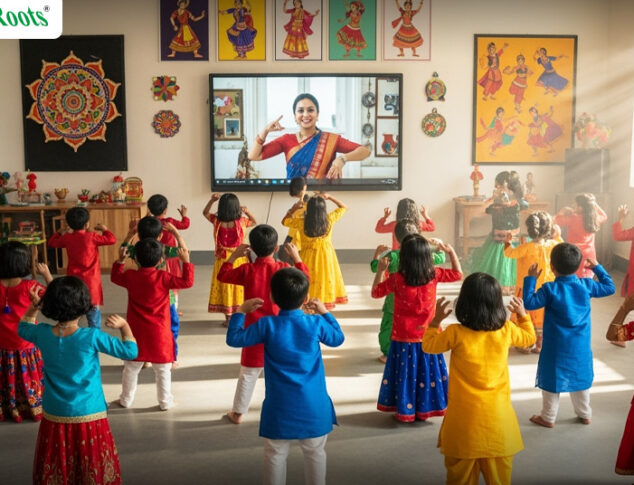 Children in a rural Rajasthan school participating in a digital art education program