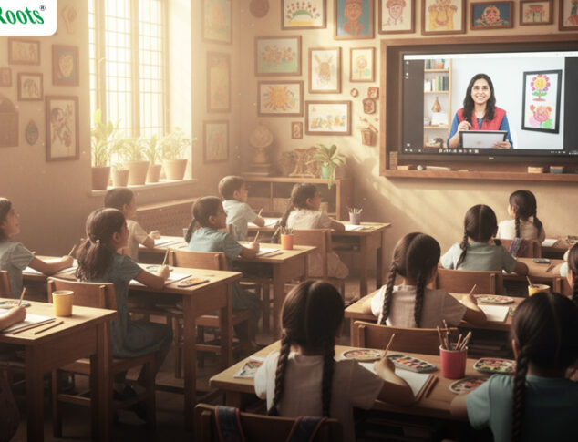 Children learning Indian classical art through Digital Guru-Shishya Parampara